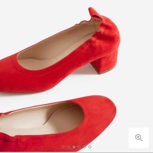 Everlane Day Heel Red Suede Size 6